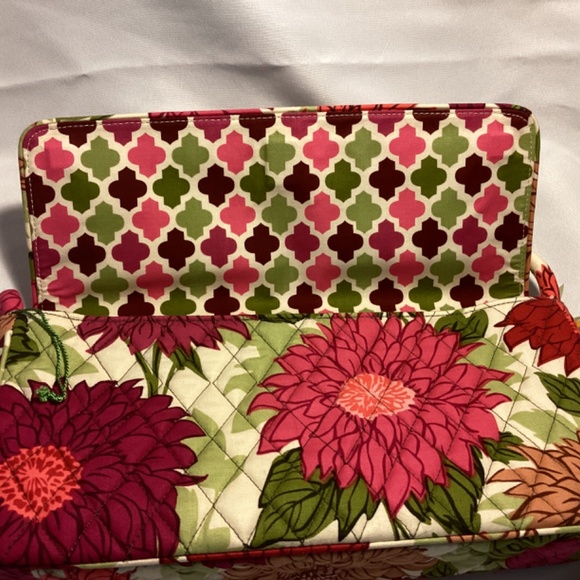 Vera Bradley clutch short handle bag purse floral green knot checkered pink - Picture 6 of 7